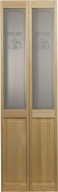 LTL Home Products 864720 Pantry Half Glass Bifold Interior Wood Door, 24' x 80', Unfinished Pine