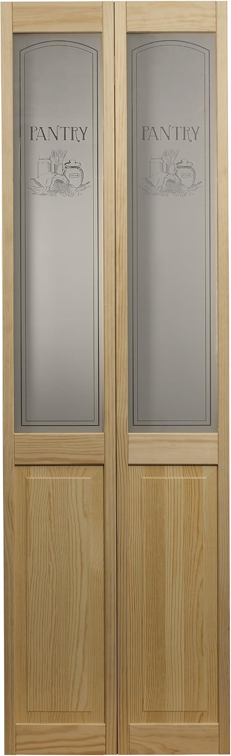 LTL Home Products 864726 Pantry Half Glass Bifold Interior Wood Door, 30' x 80', Unfinished