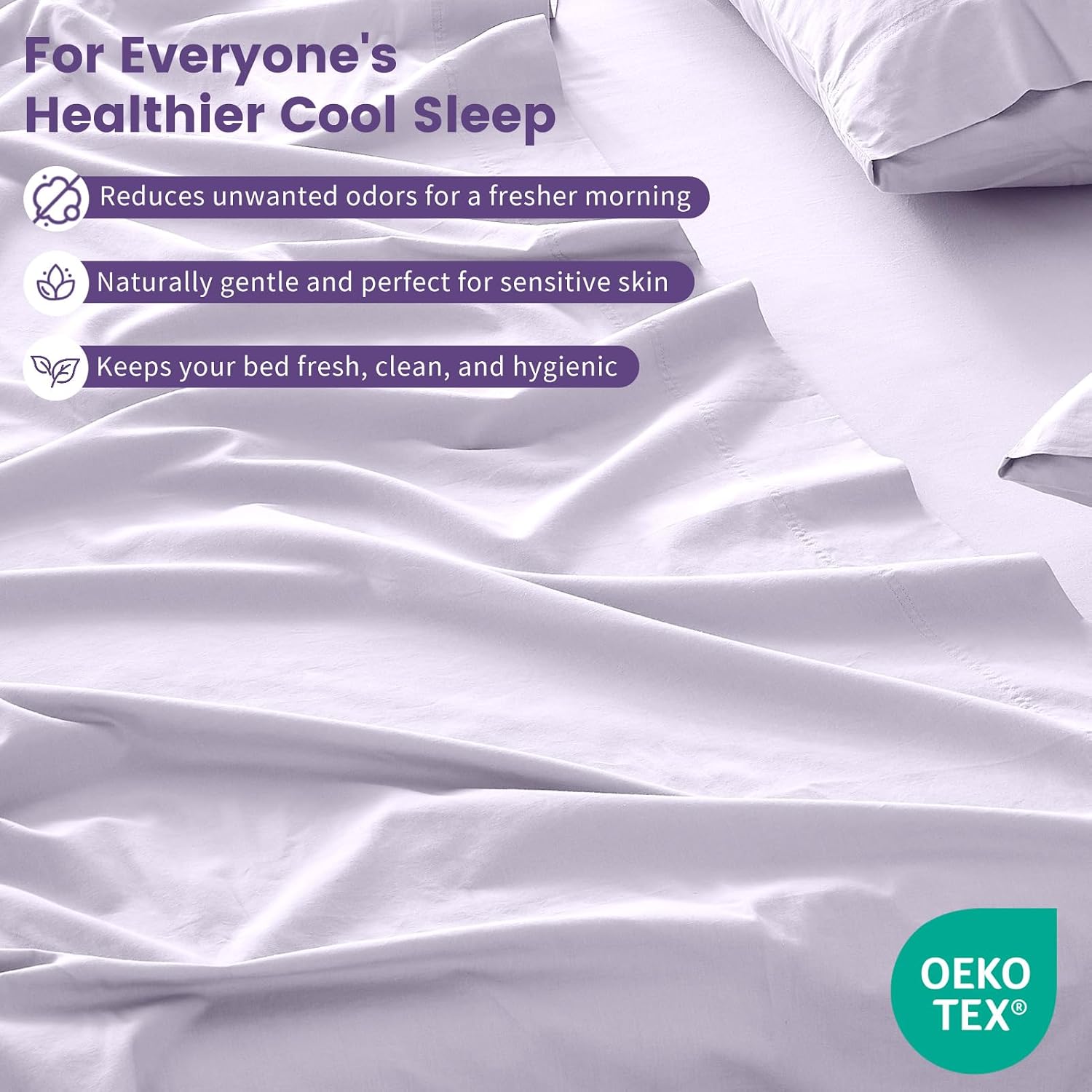 100% Linen Sheet Set King Size Extra Deep Pocket Fits 18-24 Inch Mattress, Breathable & Soft, Smooth 4-Piece Set for Thick Mattresses Hotel Luxury Bedding（King, Light Purple）