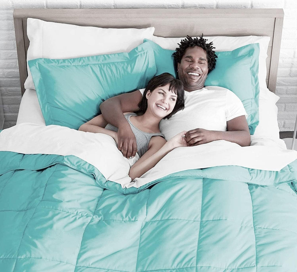 Queen Comforter Set Egyptian Cotton 1000 Series Aqua Blue 400 GSM Queen Size Comforter Set (Comforter + 2 Pillowcases) Comforter for Queen Size Bed