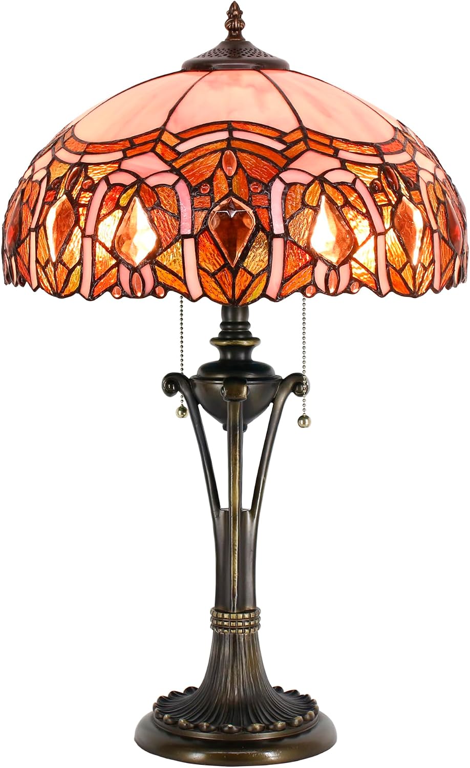 Tiffany Table Lamp Pink Jewelry Stained Glass Desk Lamp 16X16X24 Inches Reading Light
