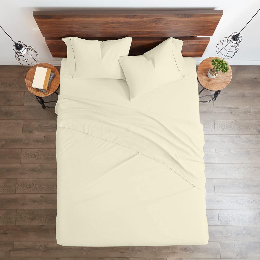 Breathable Luxury Bedding ! 800 Thread Count 100% Egyptian Cotton Queen Size 4 Piece Sheet Set Fit 15' Inch to 18' Inch Deep Pocket Ivory Solid.