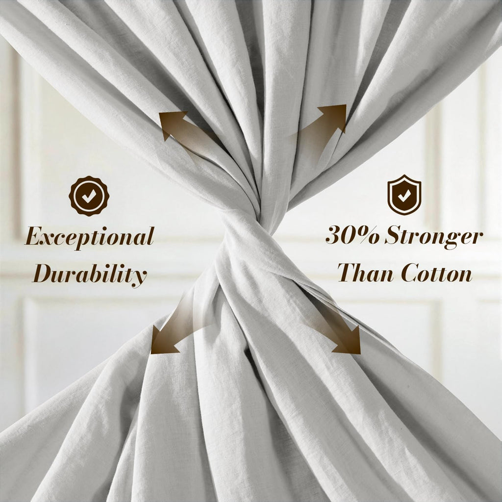 SONORO KATE 100% French Pure Linen Sheets, Breathable and Durable Linen Queen Size Sheets, Anti-Tear Linen Bed Sheets, Machine Washable, 16 Inch Deep Pocket - 4 Piece (Grey, Queen)