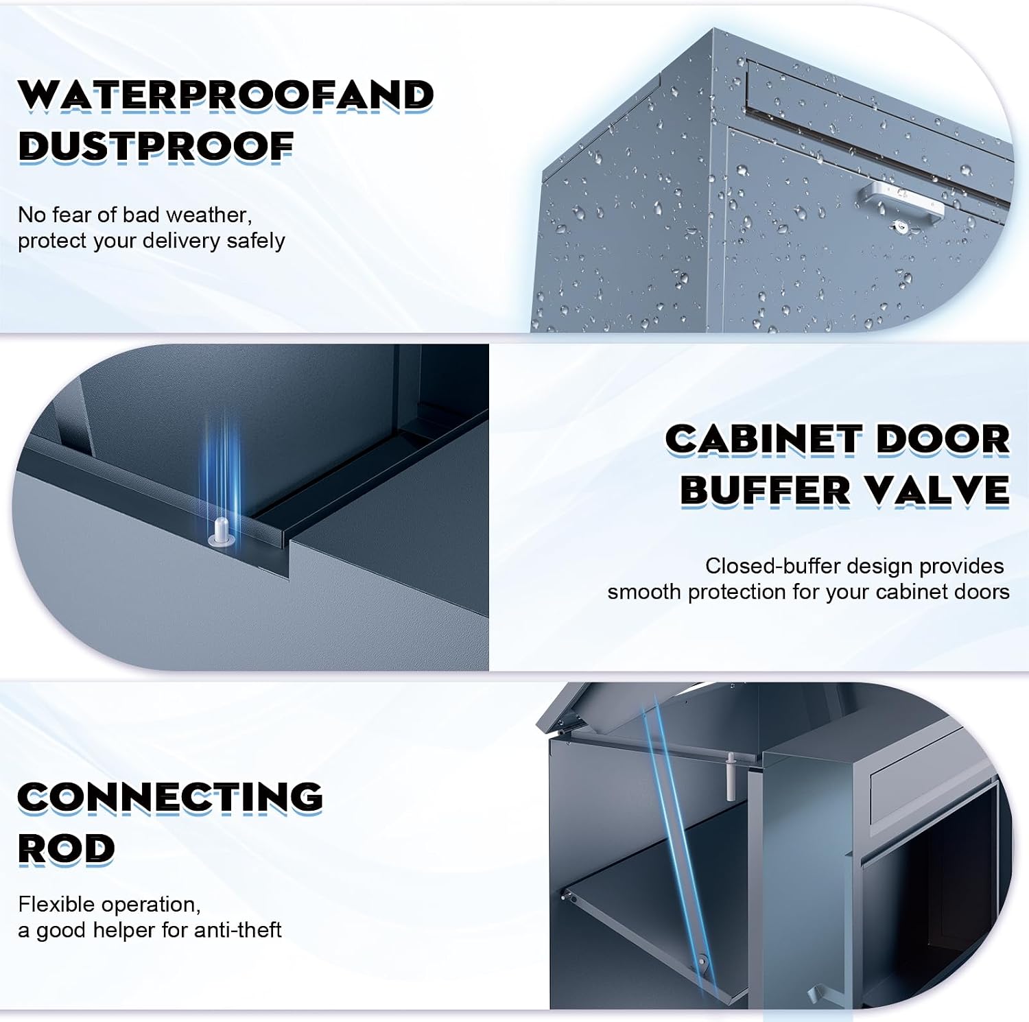 Outdoor Package Delivery Box with Wooden Door, Pre-Assembled Lockable Anti-Theft Parcel Drop Box, IPX3 Waterproof & Weather-Resistant for Porch, Fence, Curbside, (M - Blue)