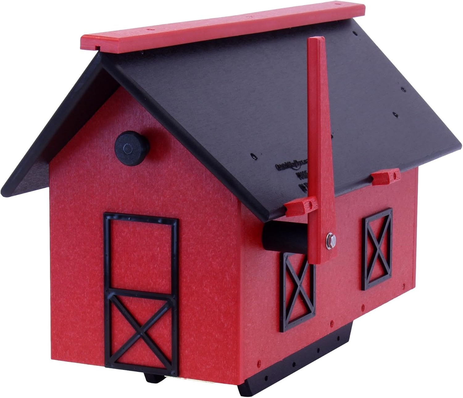 Mailbox, Post Mount, Made with Weather-Proof Poly Lumber, UV-Resistant (Black & Bright Red)