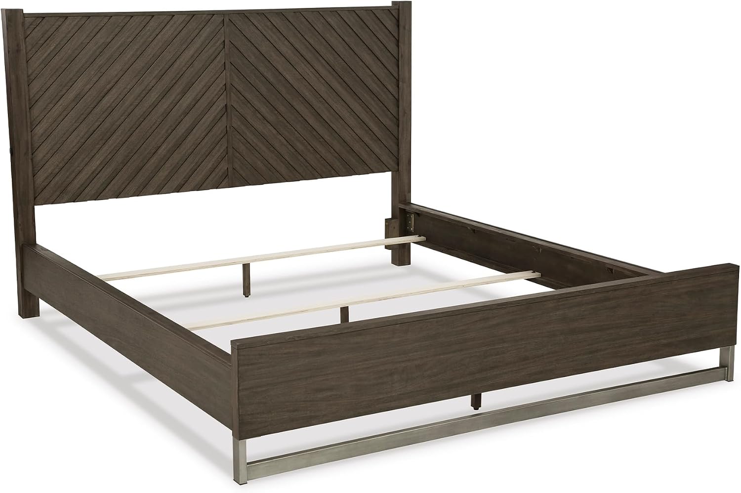 Signature Design by Ashley Arkenton Contemporary King Panel Bed with Dual USB Charging Ports, Foundation or Box Spring Needed, Dark Brown