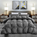 Luxurious Full/Queen Goose Down Comforter, Unique Gray Pinch Pleat, 600 Thread Count, 100% Egyptian Cotton Cover, 70 Oz Fill Weight, 750 Fill Power