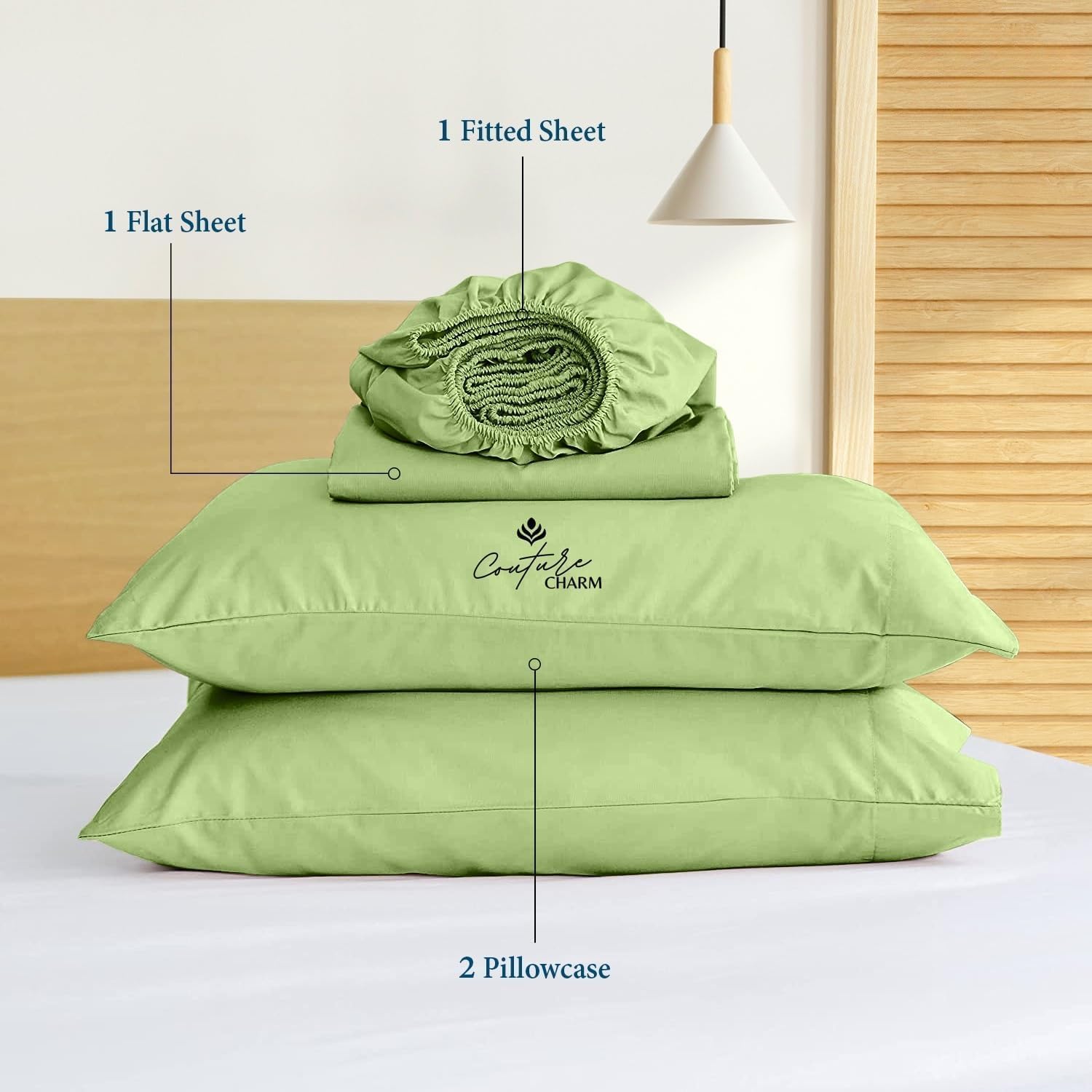 Queen Size 1000 Thread Count 100% Egyptian Cotton Sheet Set, 4-Piece, Sateen Weave, with 10-12'' Deep Pocket Snug Fit (Solid, Sage Green)
