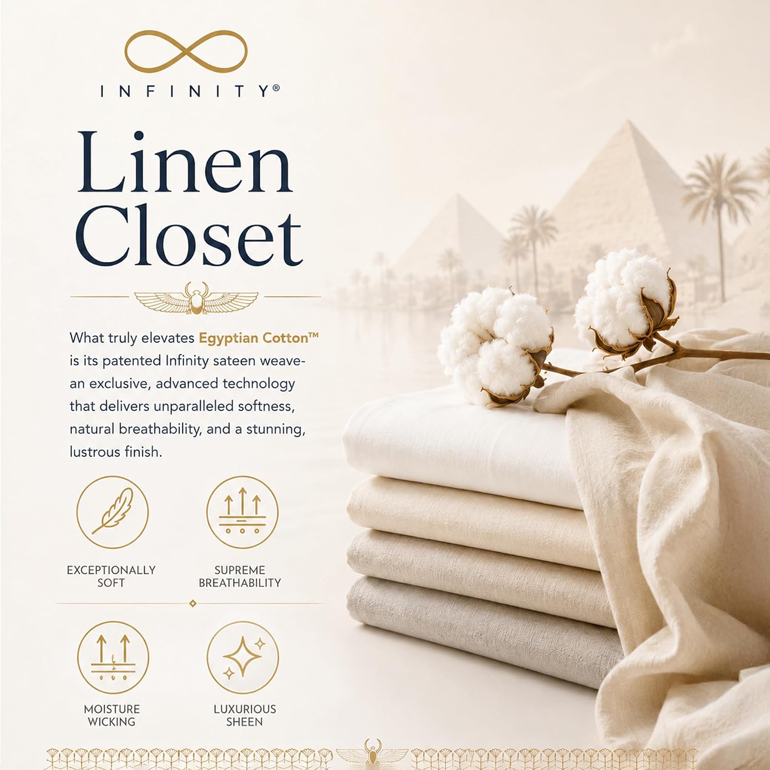 Linen Closet Luxury Cotton 1000 Thread Count Egyptian Cotton 4-Piece Sheet Set, Full, Arctic White