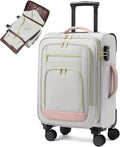 LOVEVOOK Carry on Luggage 22x14x9 Airline Approved with Garment Bag & Spinner Wheels, 22 Inch Large Rolling Suitcase with TSA Lock, Softside Lightweight Underseat Carryon Luggage for Women Travel, 49L