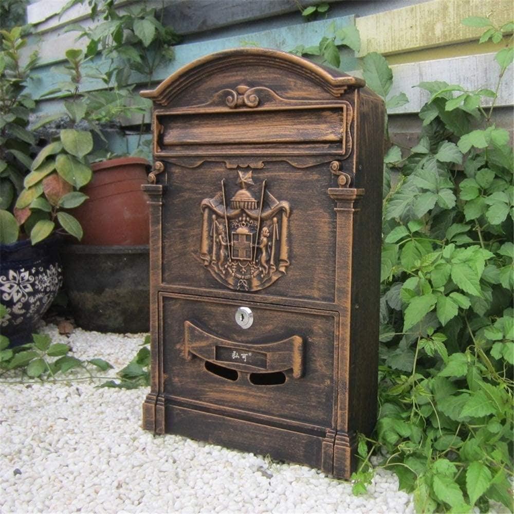 Post Box Wall Mount Lockable Mailbox Modern Outdoor Galvanized Metal Key Large Capacity Commercial Rural Home Decorative Outdoor Mailbox-41x26x9cm