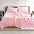 4 Piece Light Pink Bed Sheet Set 100% Egyptian Cotton Sheets Queen Size Premium 800 Thread Count Sateen Weave, Fits Mattress Upto 21'' Deep Pocket (1 Flat, 1 Fitted Sheets, 2 Pillow Cases)