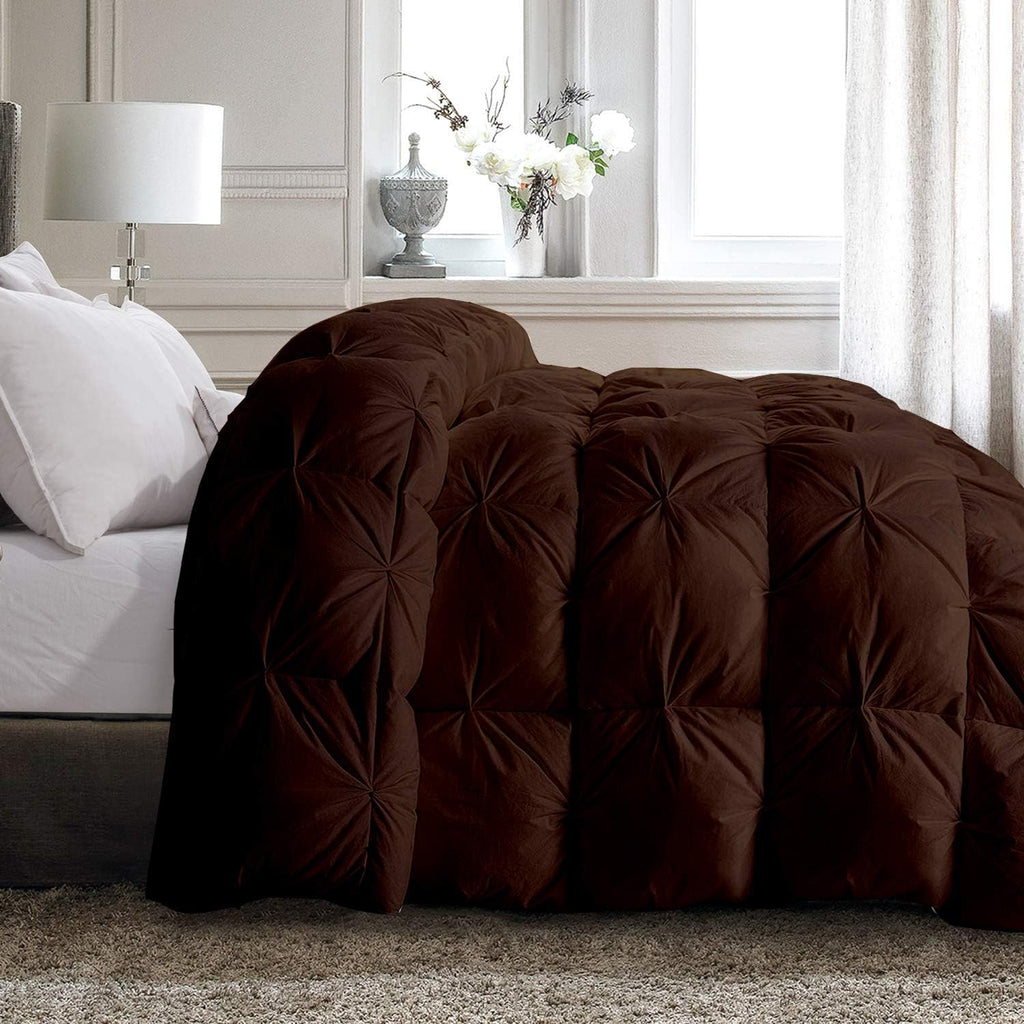 Pinch Pleated Soft 400 GSM All Season Chocolate 5 Piece Queen Size Comforter Set (Comforter + 4 Pillowcases) 600 Series Egyptian Cotton Comforter Bedding Set