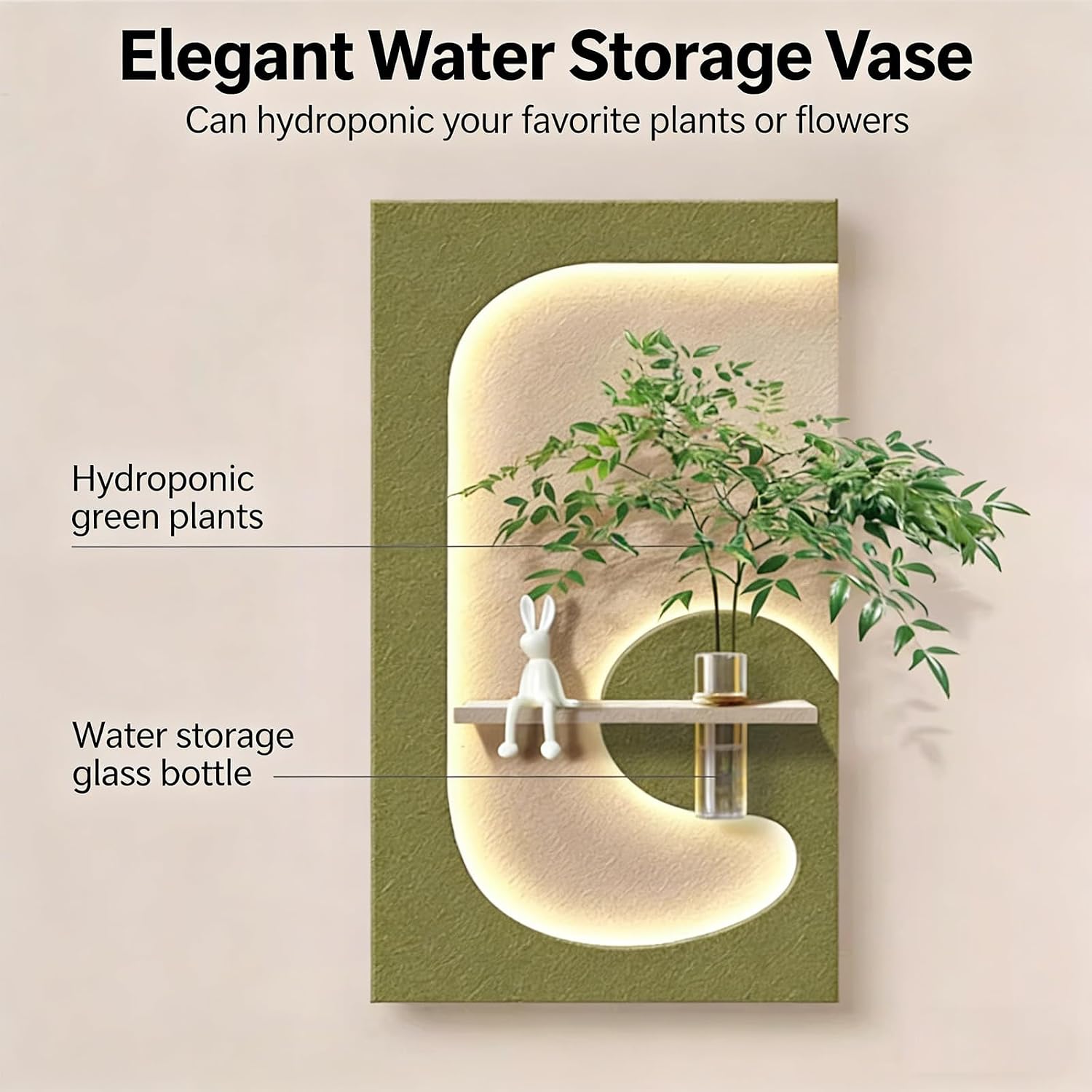 JVQONSD Sandstone Modern Wall Sculpture,3D Art Wall Decor With Led Lights,Neutral Textured Painting Decoration,Wall Hanging Art With A Vase,Plug-In Power Supply For Corridor/Home (Entrance)/Indoor