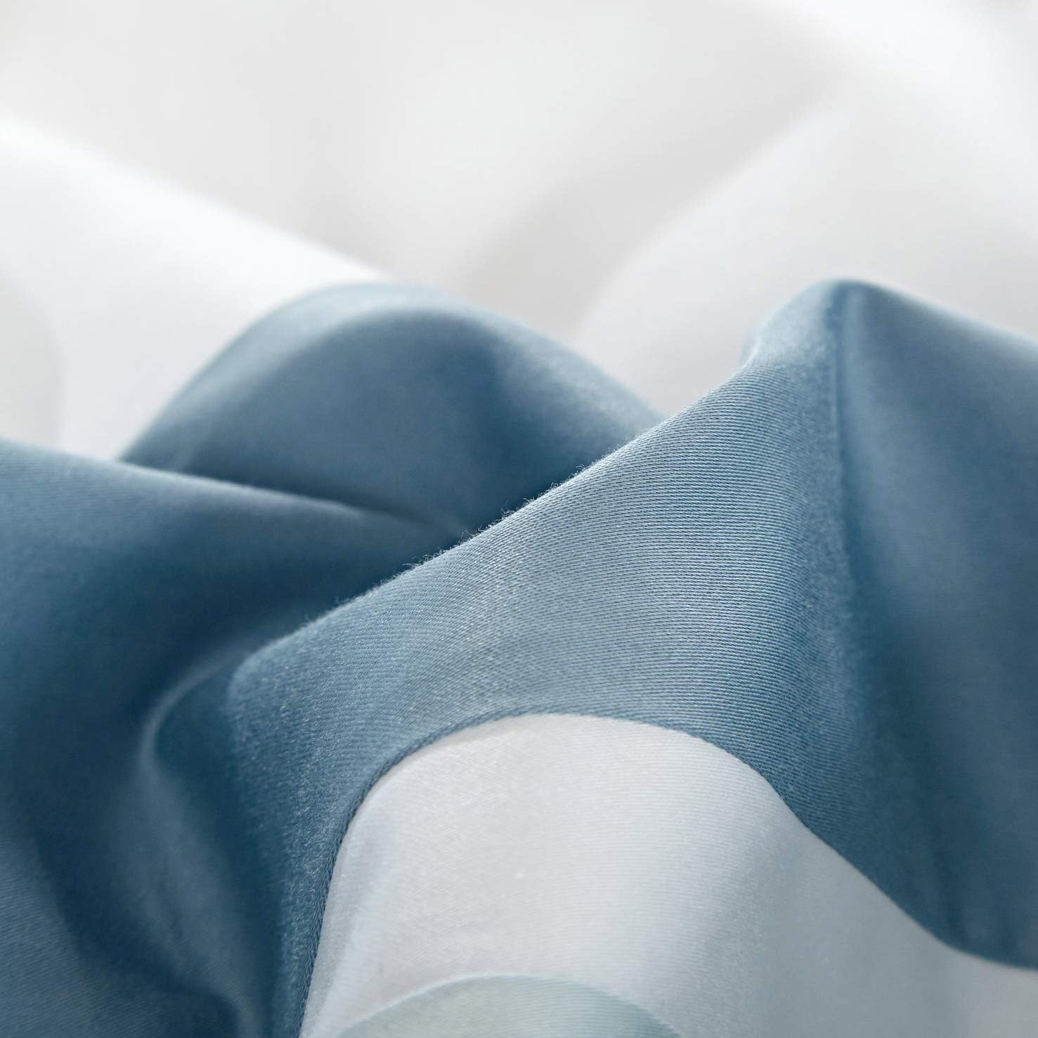 Casabolaj Shading 3 Pieces Do Not Include Filling Duvet Cover Set 100% Egyptian Cotton Sateen Luxury 400 TC Frame Patchwork Button Closure and Corner Ties-White/Blue/Sapphire (King)
