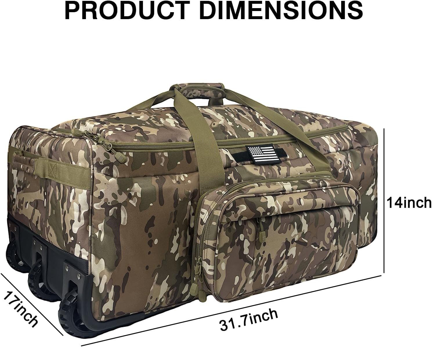 WOLT 120L Rolling Duffle Bag with Wheels, Large Deployment Military Bag, Wheeled Heavy Duty Luggage for Travel, Camping