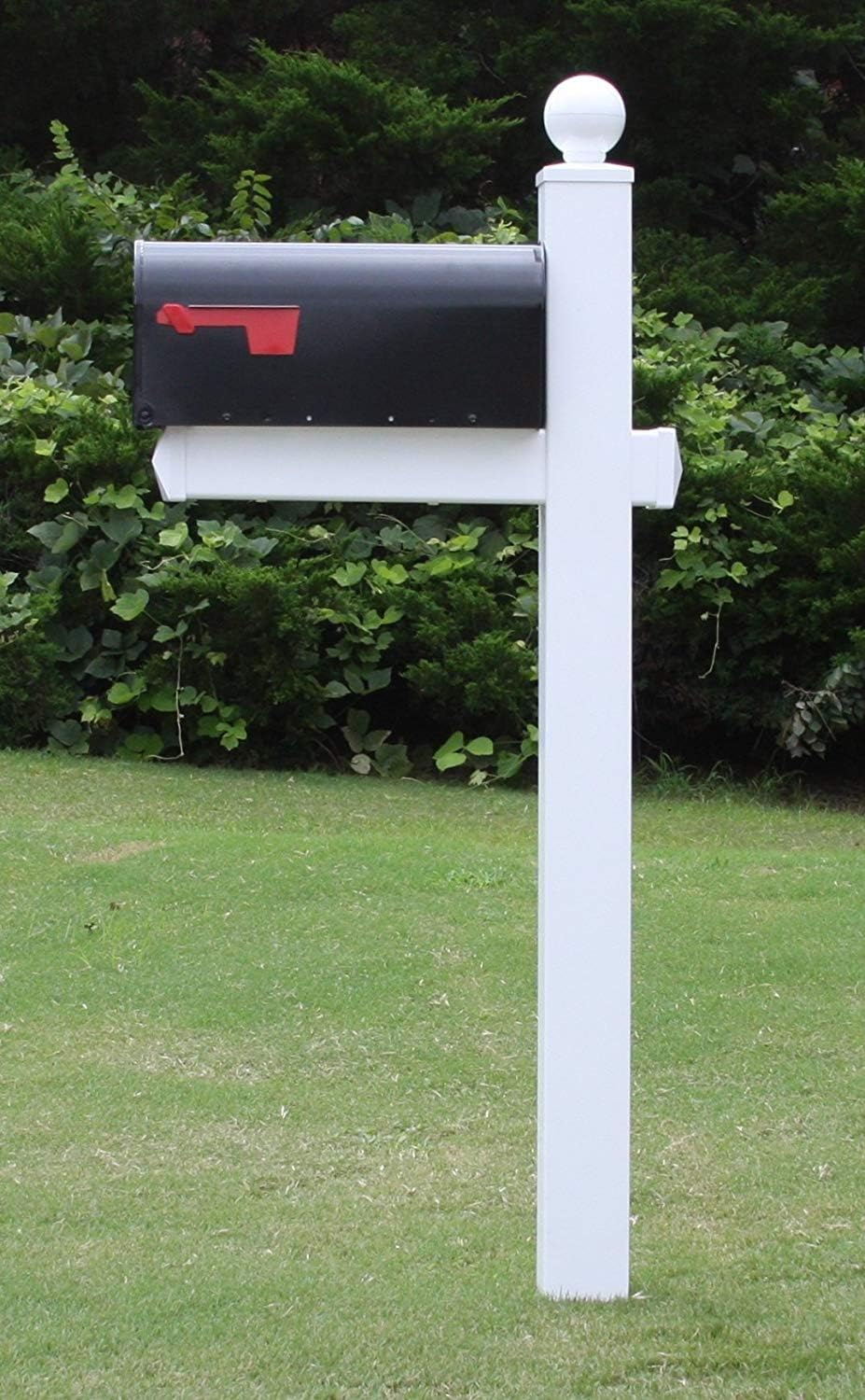4Ever Products The Washington Vinyl/PVC Mailbox Post (Includes Mailbox) Complete Decorative Curbside Mailbox System with Classic Traditional Style (Black Mailbox)