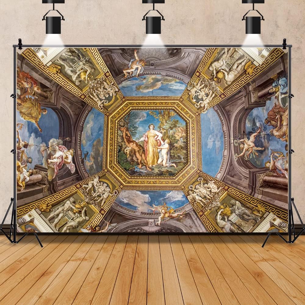 20x10ft Sistine Chapel Backdrop Banner Church in The Vatican Background for Photography Church Events Supplies Ceiling Painting Pattern Decorations Wallpaper Photo Booth Video Studio Props