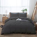 Dark Gray Duvet Cover Set Oversized Queen Size 1 Duvet Cover with 2 Pillow Shams 3-Pc Comforter Cover with Zipper Closure & Corner Tie 100% Egyptian Cotton Cover (98x98 Inch, Dark Gray)