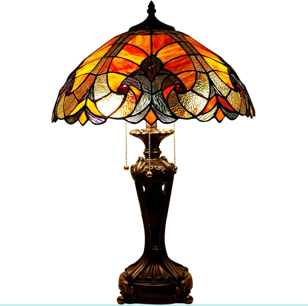Large Tiffany Lamp Shade Replacement Only 16Inch Stained Glass Lampshade Fit For Table Lamps FLoor Lamp Ceiling Fixture Pendant Hanging Light Home Office Decoration (Red)