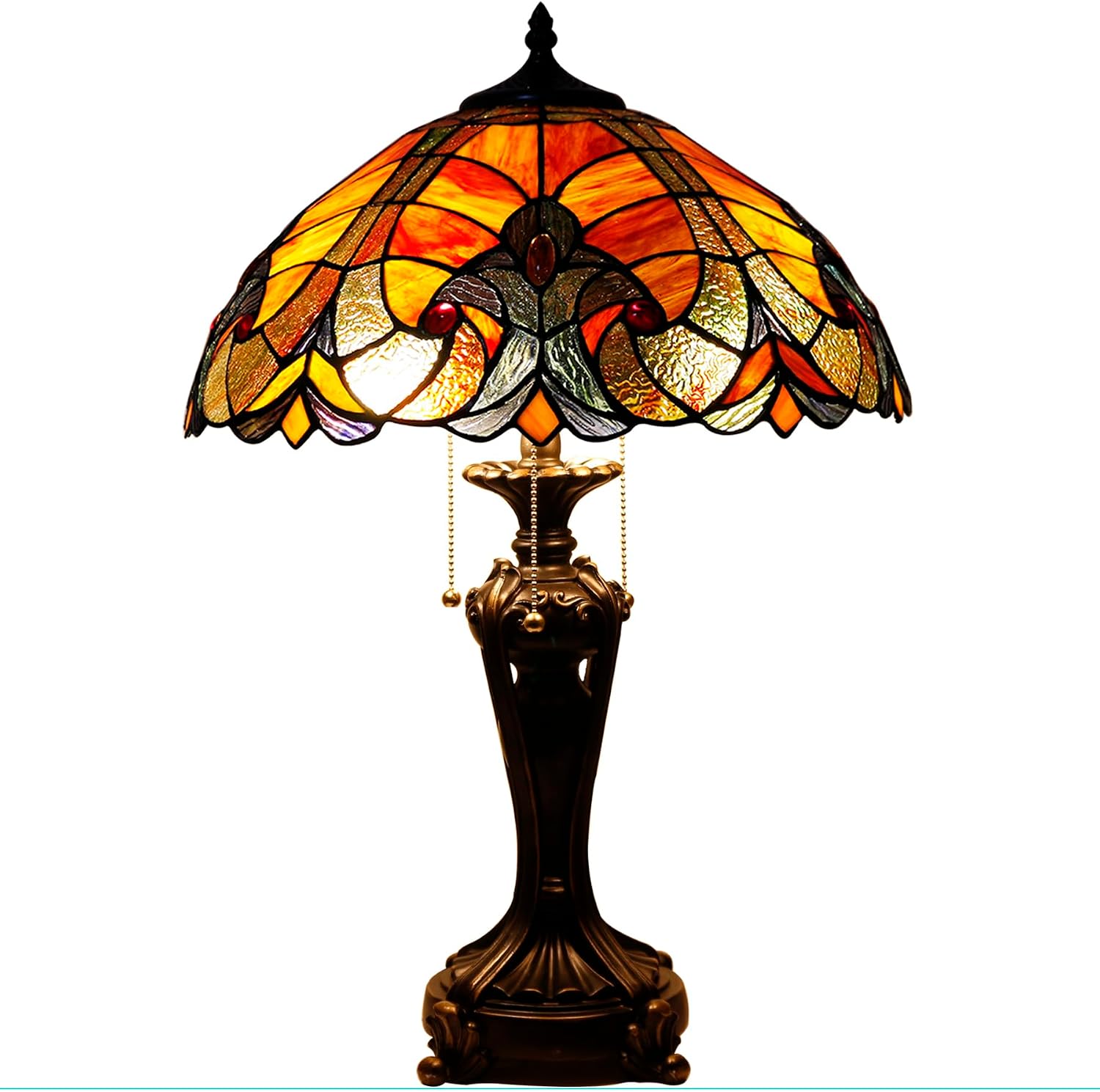 Large Tiffany Lamp Shade Replacement Only 16Inch Stained Glass Lampshade Fit For Table Lamps FLoor Lamp Ceiling Fixture Pendant Hanging Light Home Office Decoration (Red)