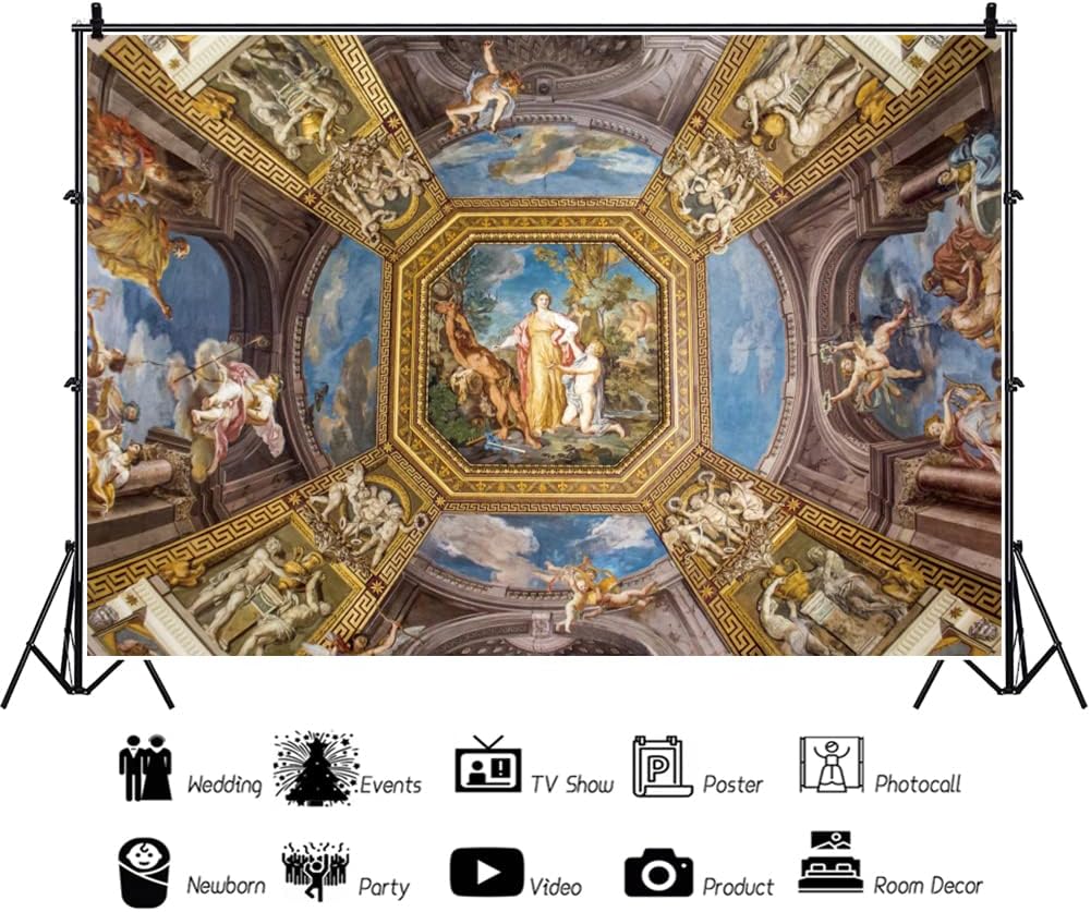 Leyiyi 20x10ft Sistine Chapel Backdrop Church in The Vatican Photography Background Ceiling Painting Pattern Decorations Church Events Supplies Photo Booth Video Studio Props Wallpaper Banner Vinyl
