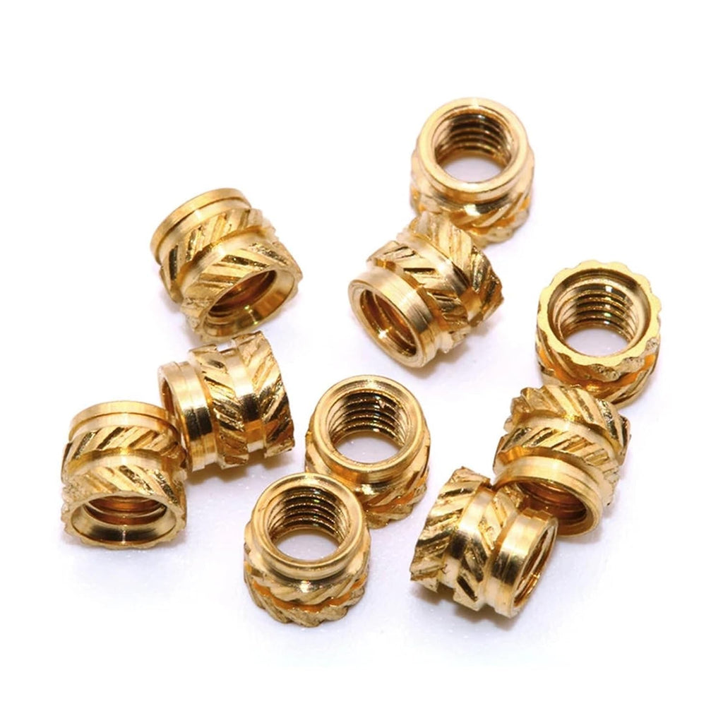300pcs M5 M6 Heat Threaded Insert Nuts Brass Hot Melt Molding Knurled Injection Metal Copper Lock Nut for 3D Printer(M6x10x9 (300pcs))