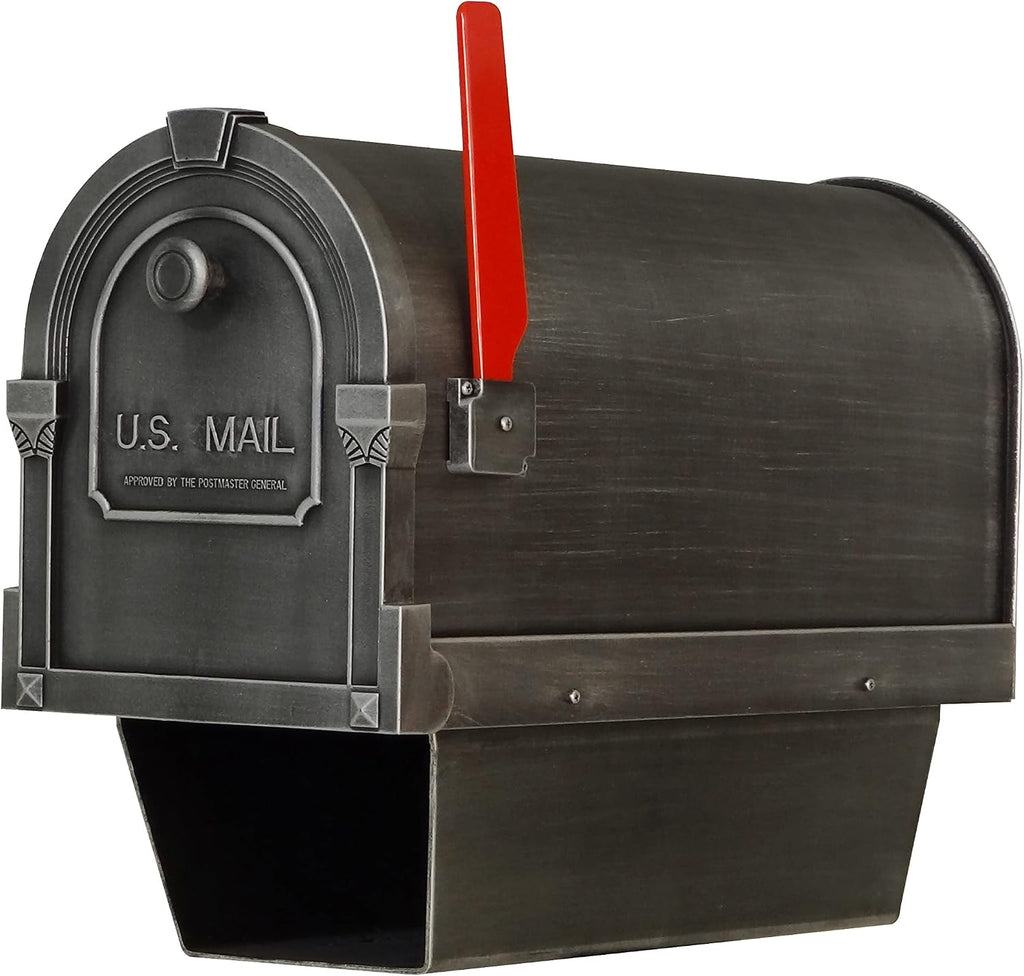 Special Lite Savannah Curbside Mailbox with Paper Tube - Swedish Silver Aluminum Mailbox for Post Mount - SCS-2014-SW