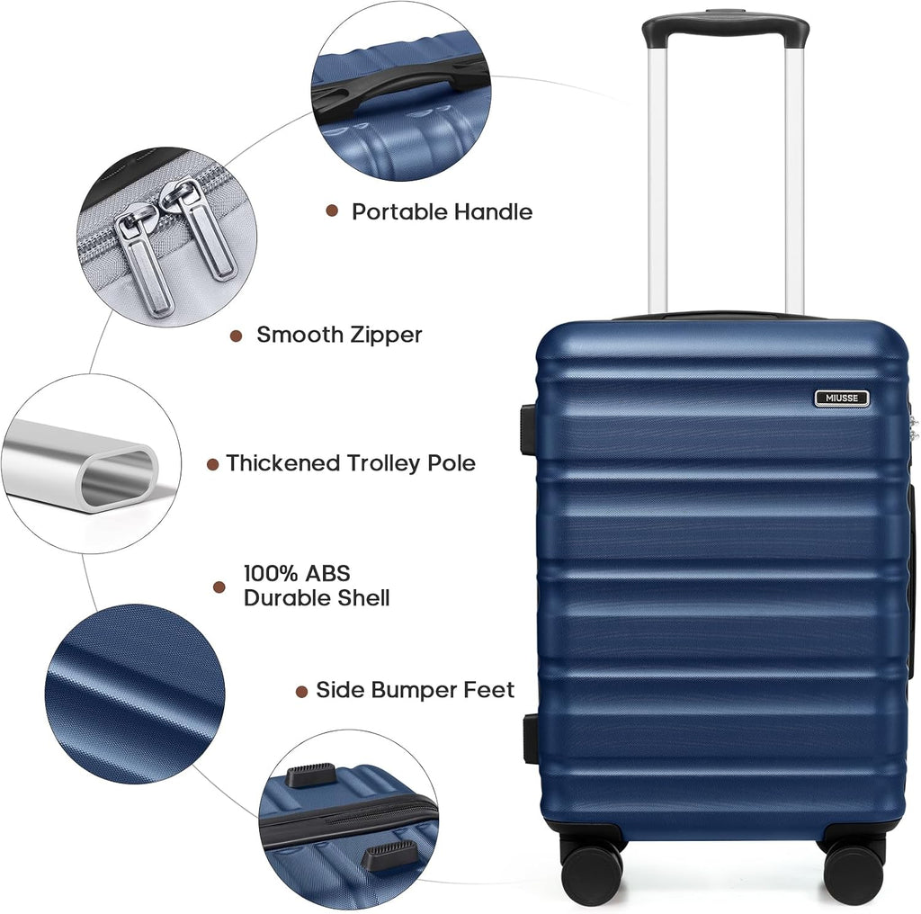 7 Piece Luggage Sets with Premium YKK Zipper, 20/24/28in PC Hardside Suitcase With Spinner Wheels, Luggage Airline Approved, Durable Suitcase Sets with TSA Locks for Travel