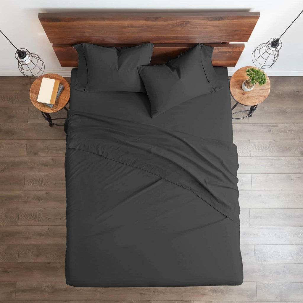 Breathable Luxury Bedding ! 800 Thread Count 100% Egyptian Cotton Queen Size 4 Piece Sheet Set Fit 15' Inch to 18' Inch Deep Pocket Grey Solid.