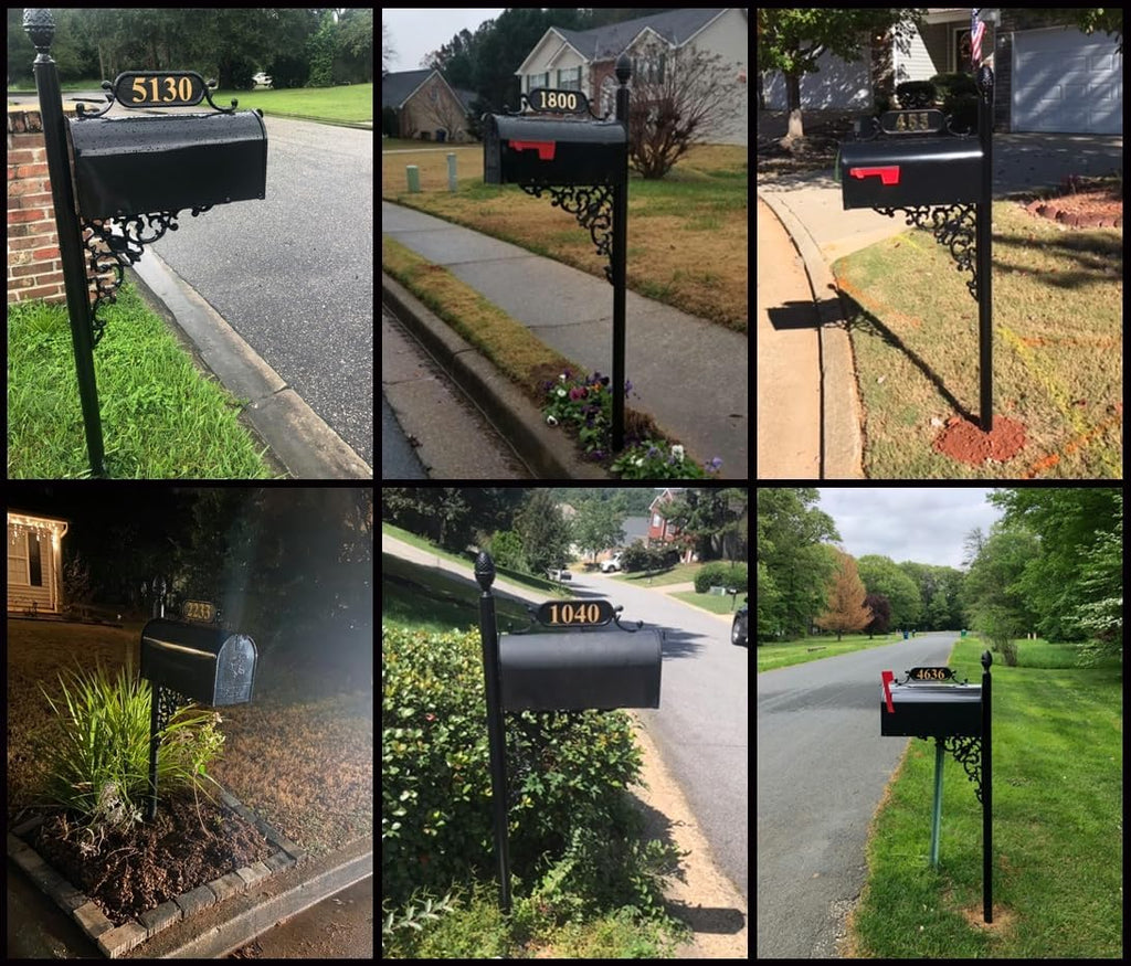 Oak Large Mailbox & Post Kit – Black System Includes Address Plaque, Numbers & Mounting Hardware – Rust Resistant Metal Box with Decorative Finial