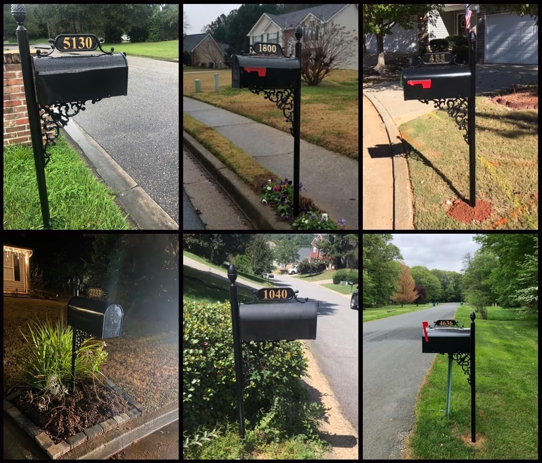 Oak Large Mailbox & Post Kit – Black System Includes Address Plaque, Numbers & Mounting Hardware – Rust Resistant Metal Box with Decorative Finial