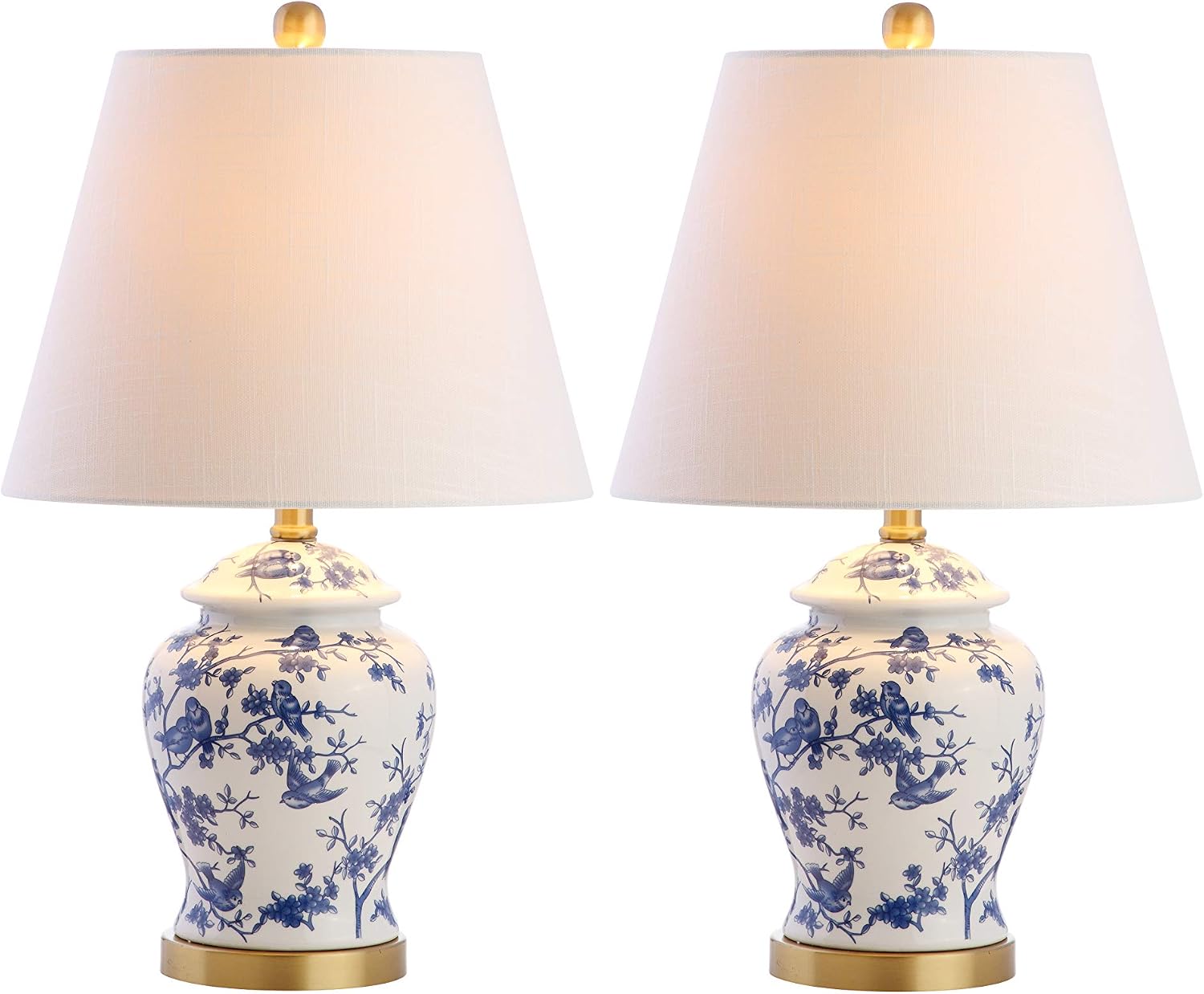 Eyely EYL3005A-SET2 Brussels 22' Chinoiserie Table Lamp for Reading Room, Living Room, Office, Bedroom, Classic, Cottage, Traditional, Blue/White (Set of 2)