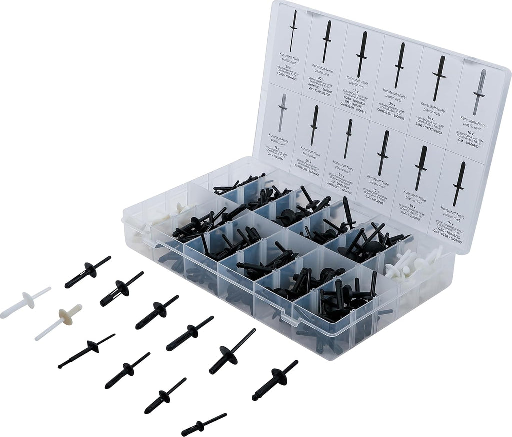 BGS Technic 9054 Plastic Rivets Assortment, 235-piece