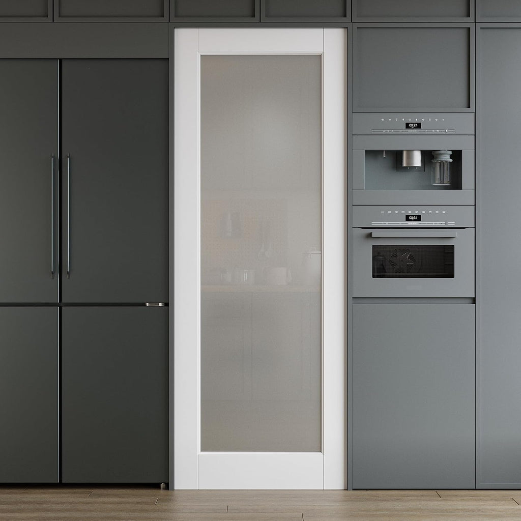 26 x 80 Interior Door Slab, Glass Door, Room Doors with Frosted Glass, Solid Core 1 Panel Prebuilt Panel, Paintable Sinlge French Pantry Doors, Privacy Protected