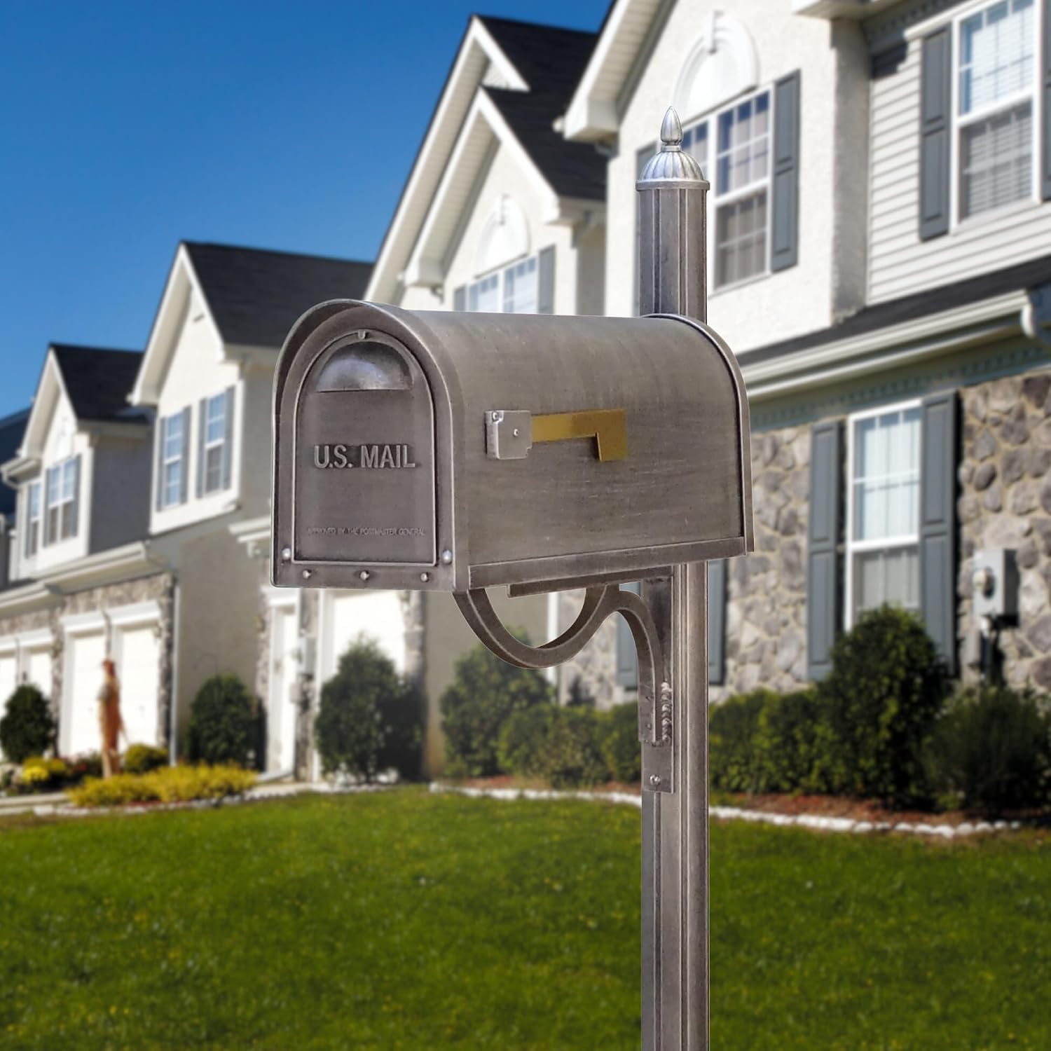 Special Lite Classic Curbside Mailbox - Swedish Silver Aluminum Mailbox for Post Mount - SCC-1008-SW