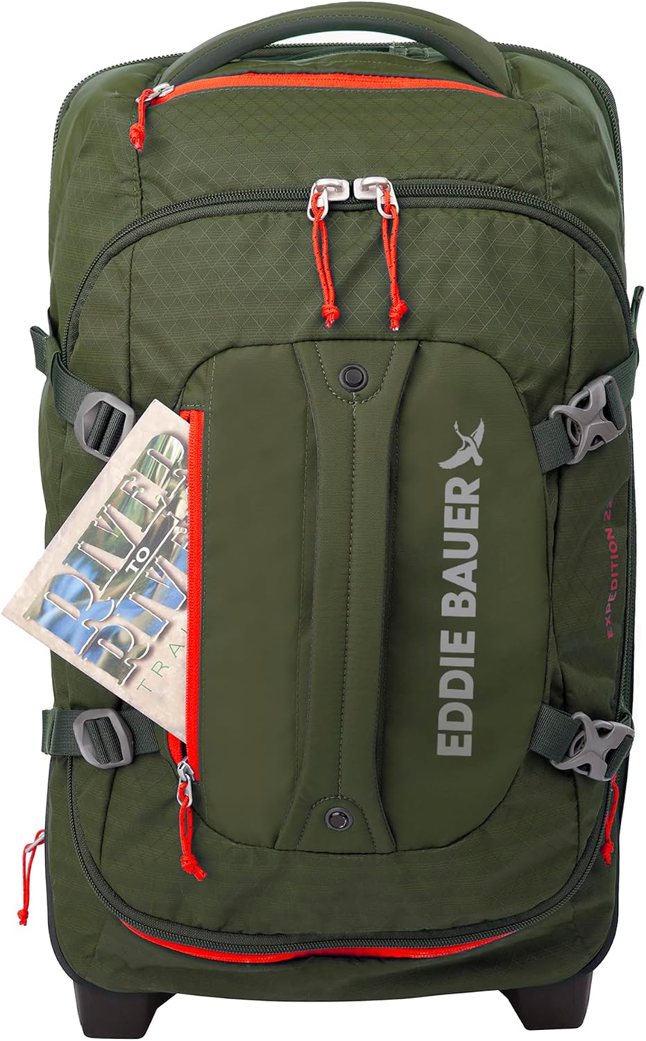 Eddie Bauer Expedition Rolling Duffel Bag with Wheels | Travel | Carry-On | Luggage | Rugged | Durable - Dark Thyme, 22'