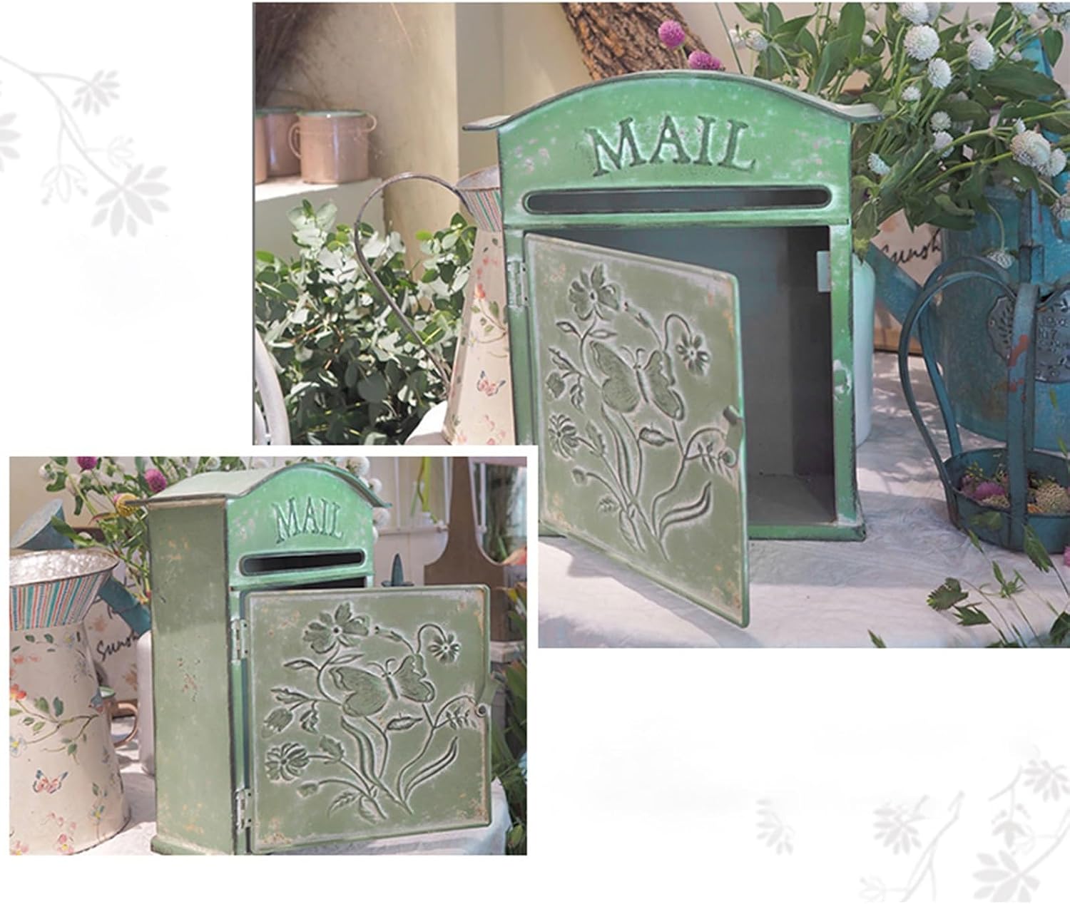 MELPHI Vintage Mailbox, Mailboxes for Outside Wall-Mounted, Metal Mailbox, Mail Manager for Mail/Newspaper/Post/Letter/Magazine, Easy to Install