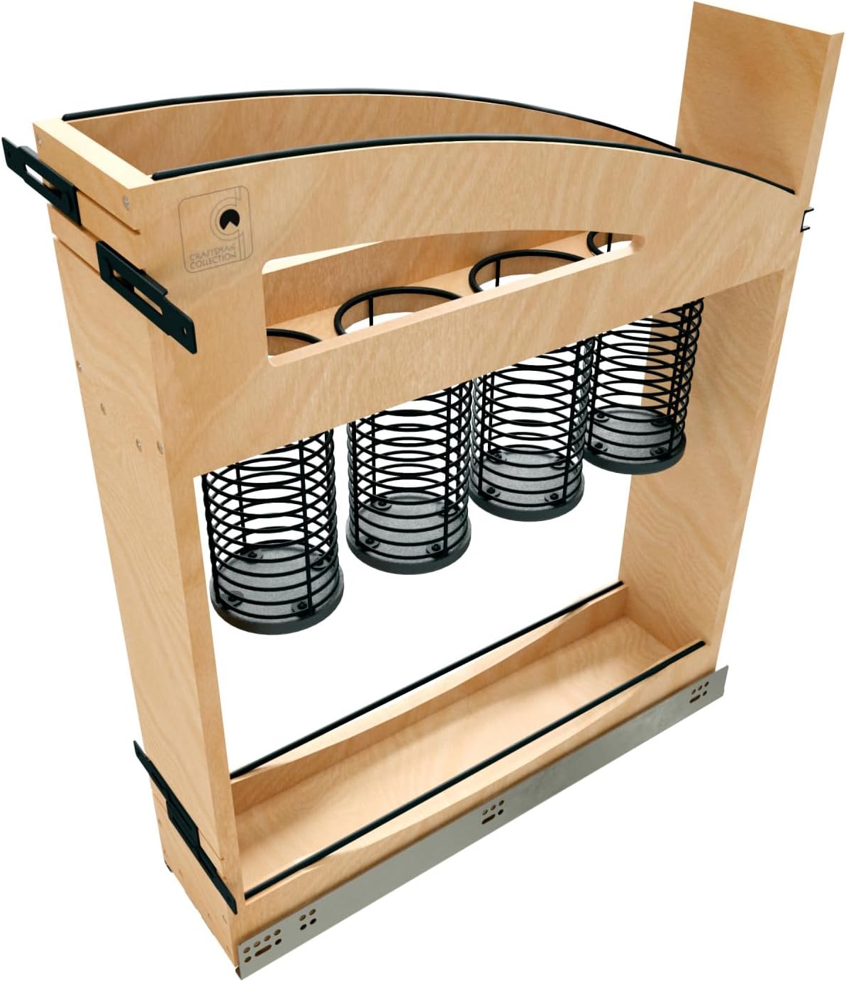 Rev-A-Shelf 5' Craftsman Collection Solid Maple Utensil Pullout Organizer w/Black Accents and BLUM Soft-Close Slides for 9' Base Cabinets