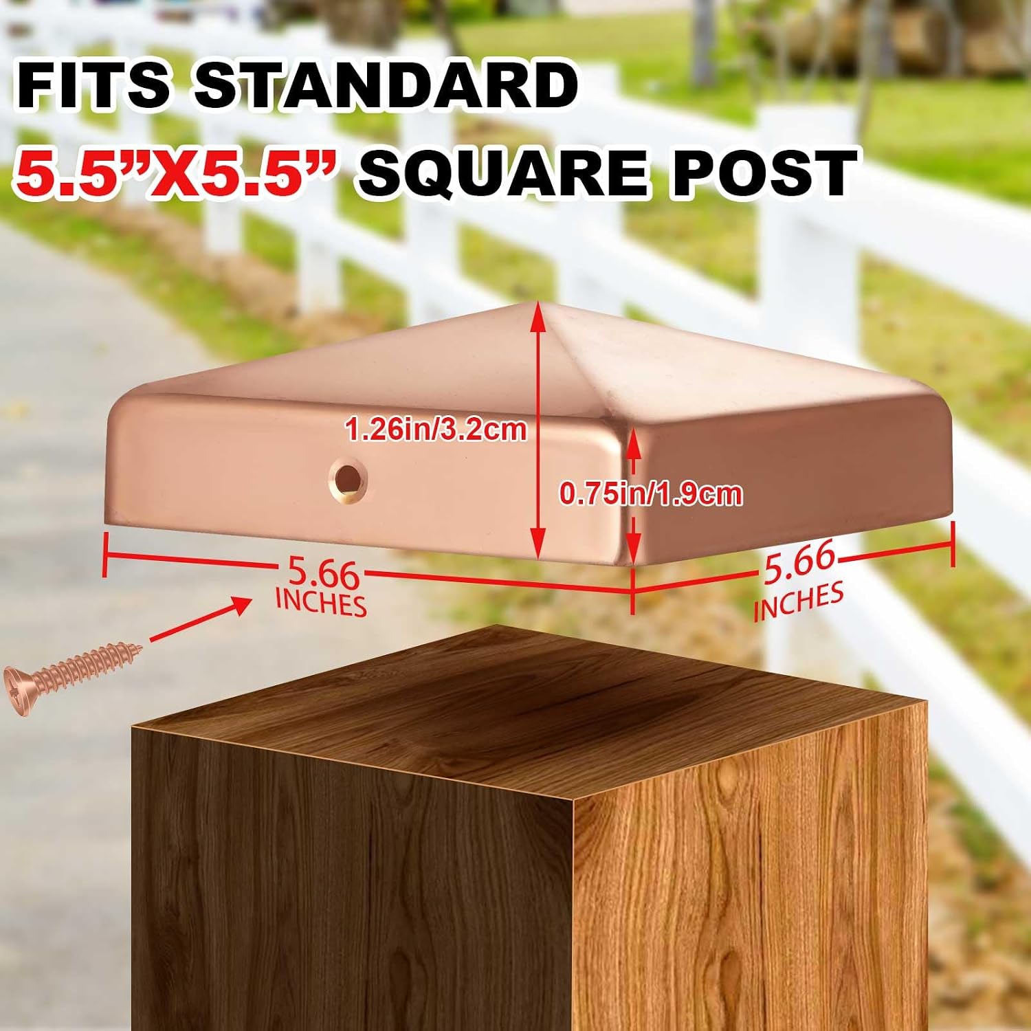 Tandefio 16 Pcs 6x6'' Solid Copper Post Caps Fence Pyramid Decking Caps with Screw for Metal Wood Cedar Fence Deck Corridors Mailbox Posts End Cover