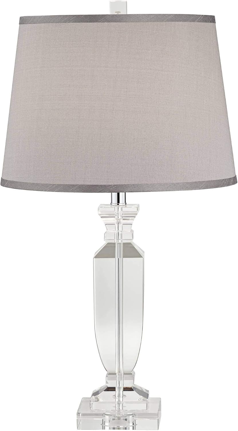 Vienna Full Spectrum Sherry Traditional Glam Luxury Table Lamp 25' High Clear Crystal Body Gray Tapered Drum Shade Decor for Living Room Bedroom House Bedside Nightstand Home Office Entryway Reading