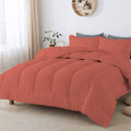 5 PC Straight Line Pattern Comforter Set Premium Super Soft 600 GSM All Season | 1000 Thread Count | 100% Egyptian Cotton ( Full/Queen Size, Brick Red Color)