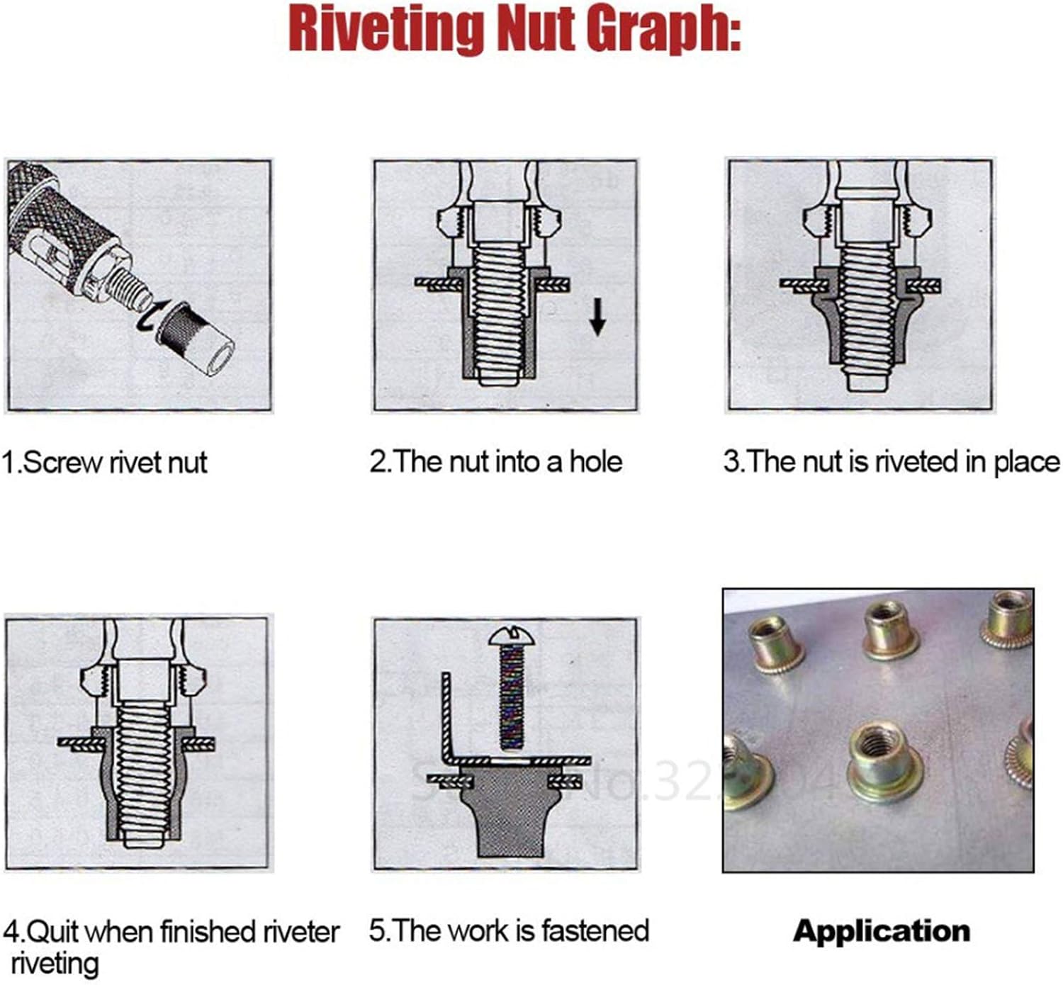 11' Rivet Gun Set, Hand Rivet Nut Gun Rivet Nut Thread Setter Kit Riveting Tools with M3- M12 Nut Setting System for Metal, Wooden And Plastic