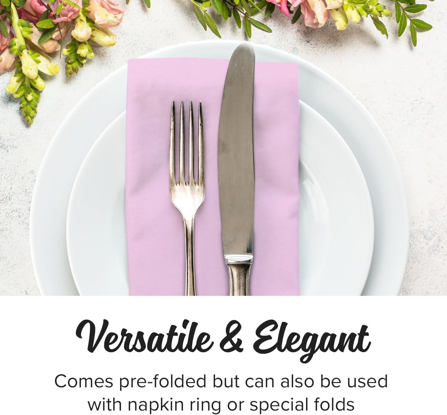 SimuLinen Blush Pink Linen Feel Disposable Dinner Napkins - Cloth-Like Kosher Napkins for Celebrations, Weddings, and Showers, 16'x16', Box of 300