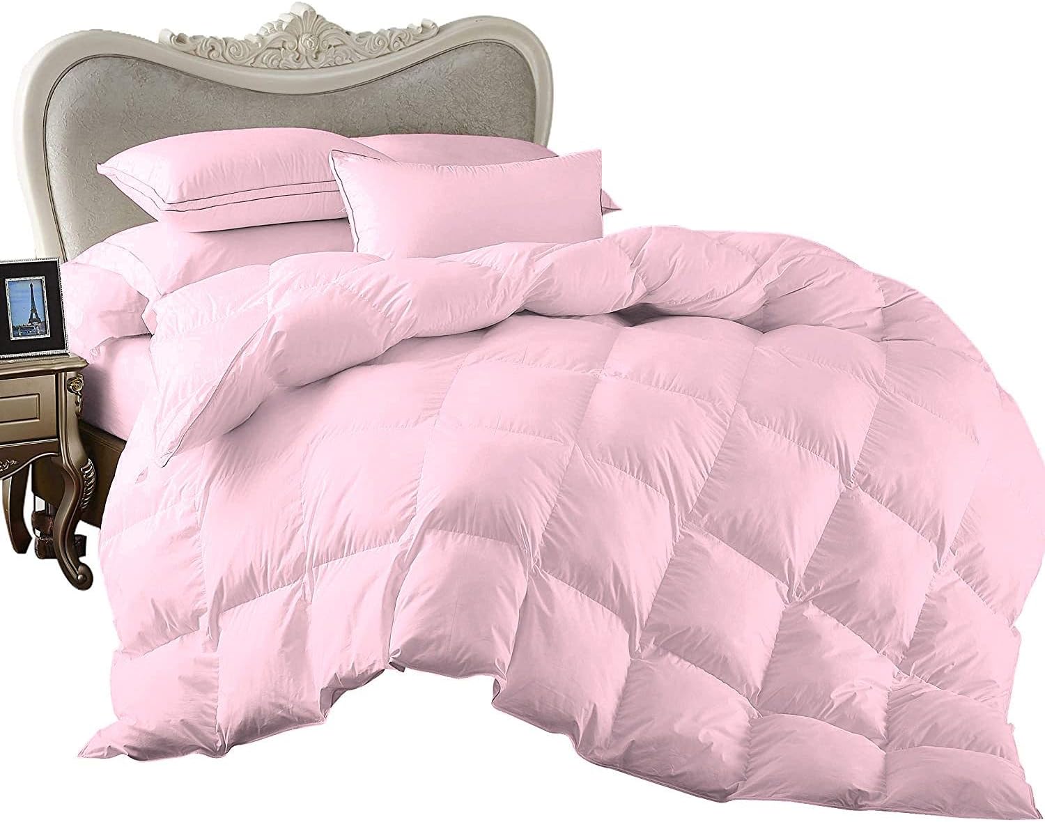 7 Piece Bed-in-A-Bag Comforter & Sheet Set 8-10' Deep Pocket, 100% Egyptian Cotton Queen Size, Baby Pink, Sets Include - 1Comforter, 1Flat Sheet,1Fitted Sheet, 2Pillowcase & 2Pillowsham