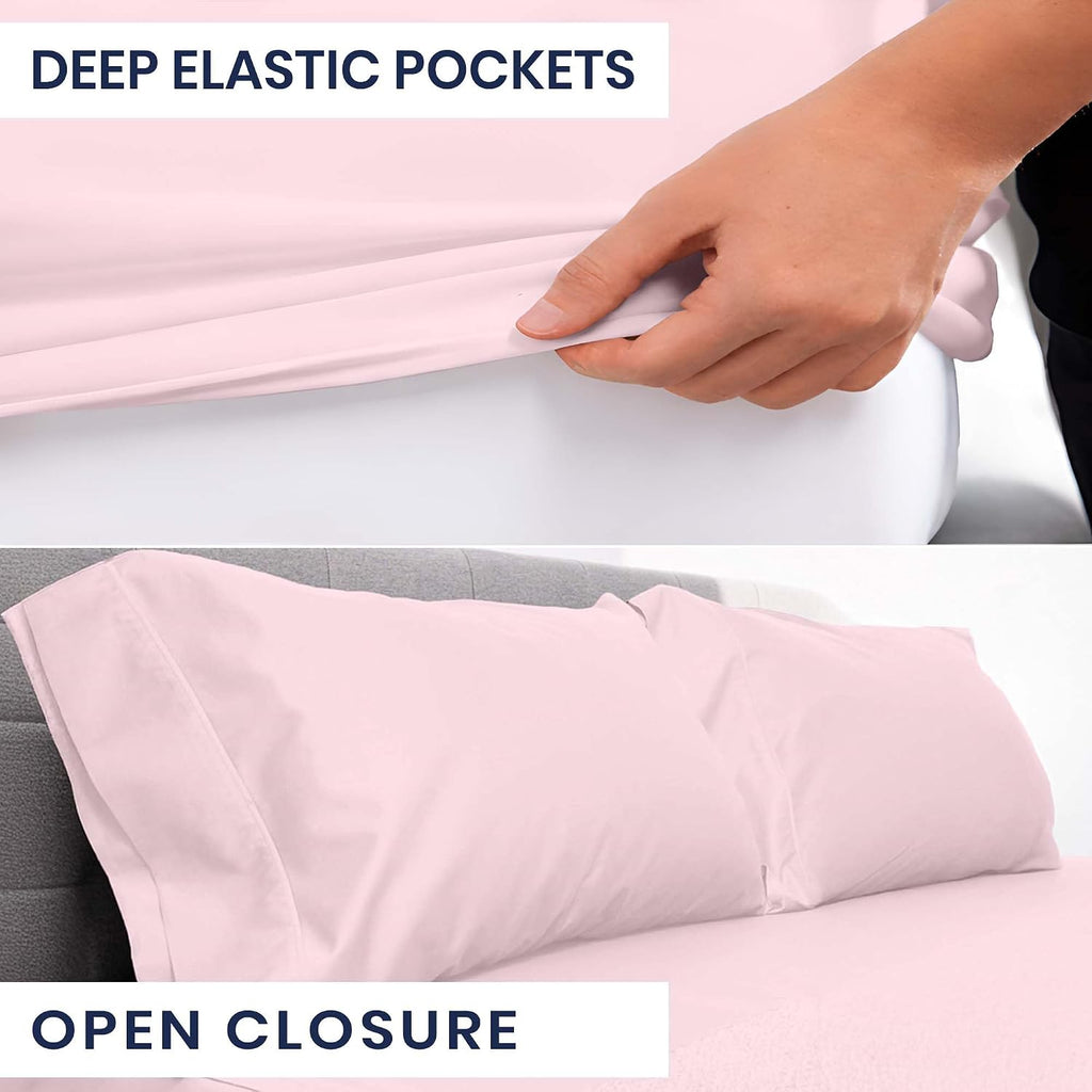 Kotton Culture Bed Sheets 4 Piece 100% Egyptian Cotton 600 Thread Count Soft Crisp Cooling Cotton Luxury Hotel Sheets Thick with 16' Inch Deep Pocket Snug Fit Sateen Weave(Pink Blush,Alaskan King)