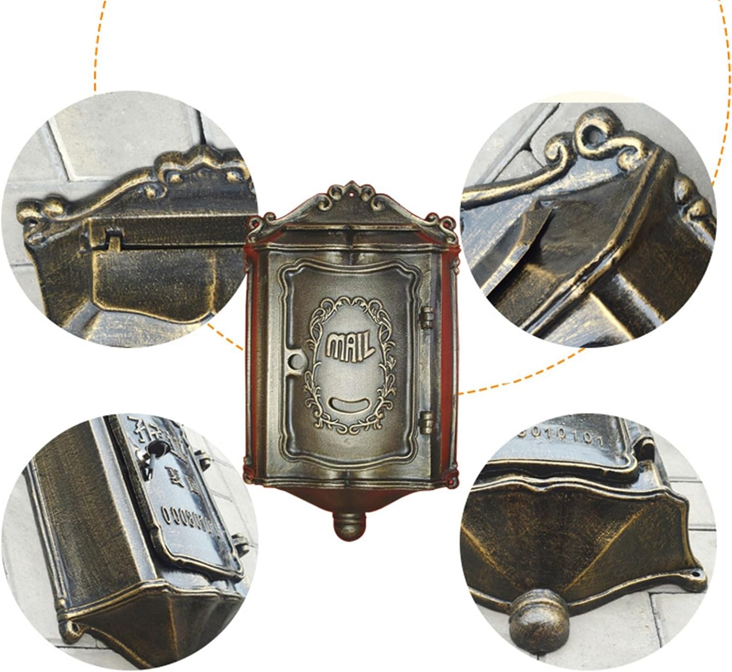 MELPHI Package Delivery Boxes for Outside, Vintage Mailbox, Metal Mailbox, Great for Small Packages Or Envelopes, Easy to Install, Mail Manager for Mail/Newspaper/Post/Letter/Magazine