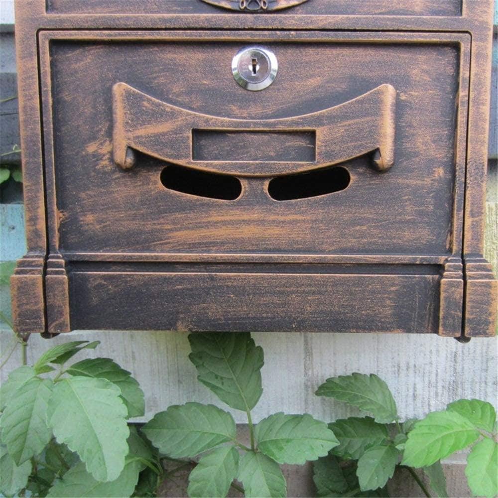 Post Box Wall Mount Lockable Mailbox Modern Outdoor Galvanized Metal Key Large Capacity Commercial Rural Home Decorative Outdoor Mailbox-41x26x9cm