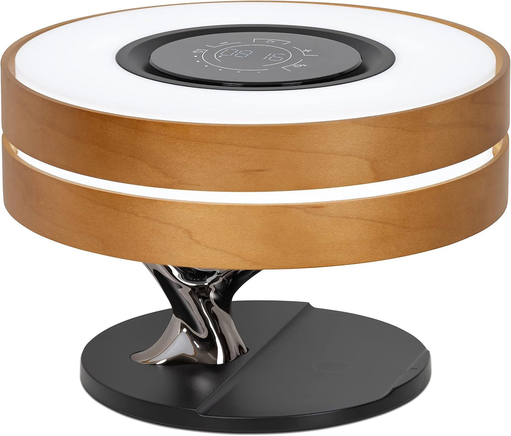 Dawn Lamp Modern Desk Lamp Multifunctional with Adjustable Light Settings, TWS Bluetooth Speaker, Wireless Charger, Touch Controls, for Home Office, Dorm Decor, Bedroom