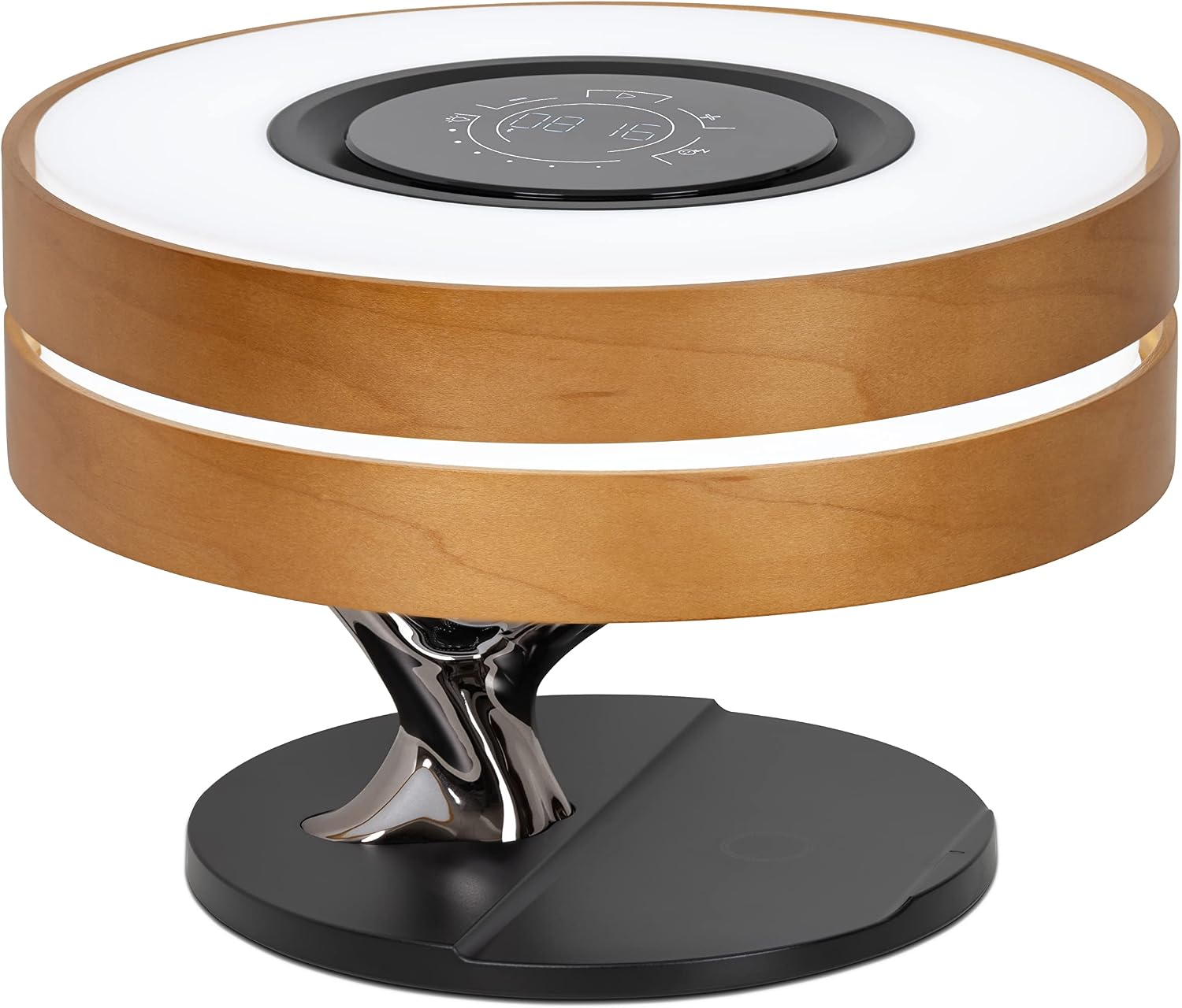 Dawn Lamp Modern Desk Lamp Multifunctional with Adjustable Light Settings, TWS Bluetooth Speaker, Wireless Charger, Touch Controls, for Home Office, Dorm Decor, Bedroom